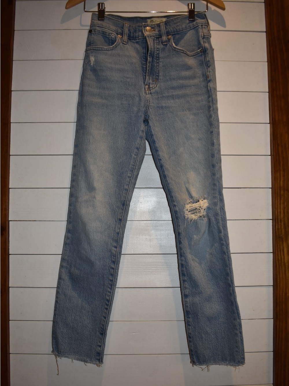Madewell The Perfect Vintage Jeans Size 24 High Rise Distressed Straight Leg